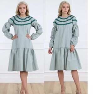 Udel New York Structured Dress with Trims Aqua Green L NWT